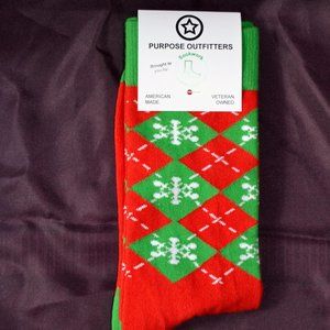 Socks Snowflake Red and Green Argyle